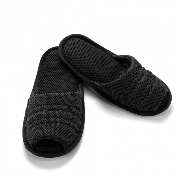 【Softwalk】頂級氣墊舒壓無聲室內拖鞋/黑/微包款/SP-1211S22D