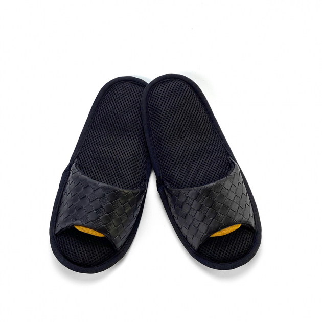 【Softwalk】頂級氣墊舒壓無聲室內拖鞋/防水編織皮面/香檳黃/SP-1207D