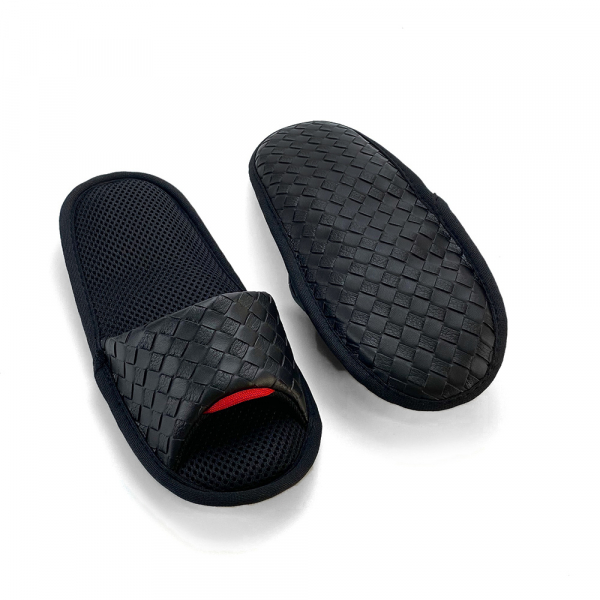 【Softwalk】頂級氣墊舒壓無聲室內拖鞋/防水編織皮面/火紅/SP-1207D